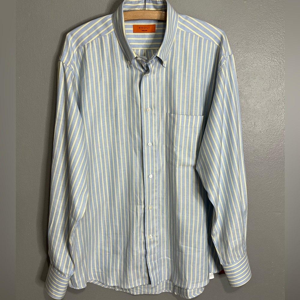 BRULI STRIPED BUTTON DOWN SZ 42 16 1/2